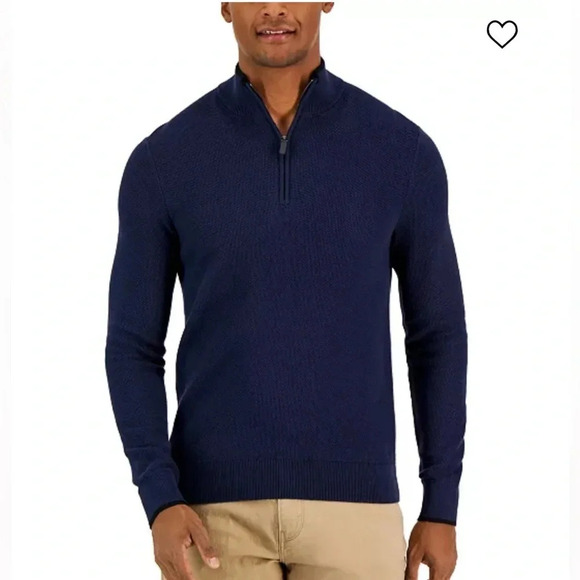 Michael Kors Men's Denim Textured Quarter-Zip Sweater Size medium - Picture 1 of 4